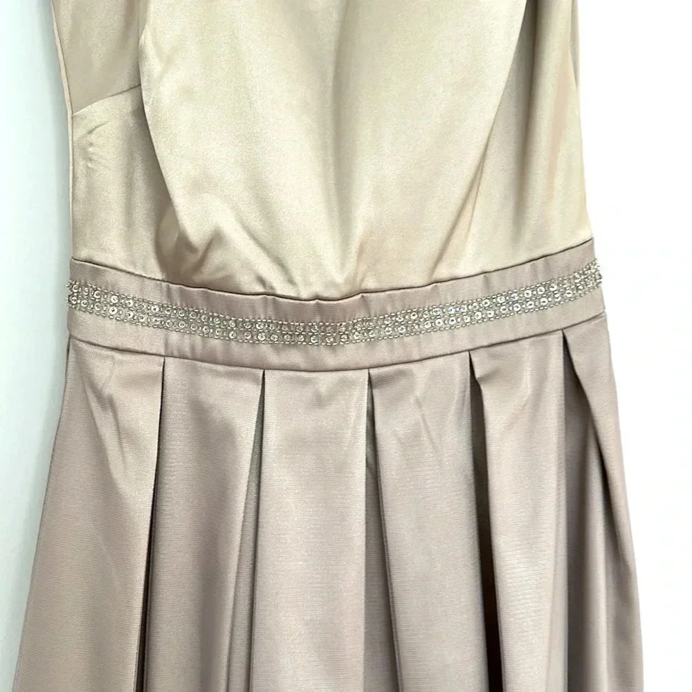 NWT David's Bridal Champagne One Shoulder Party Dress Sz 4 - Picture 2 of 7